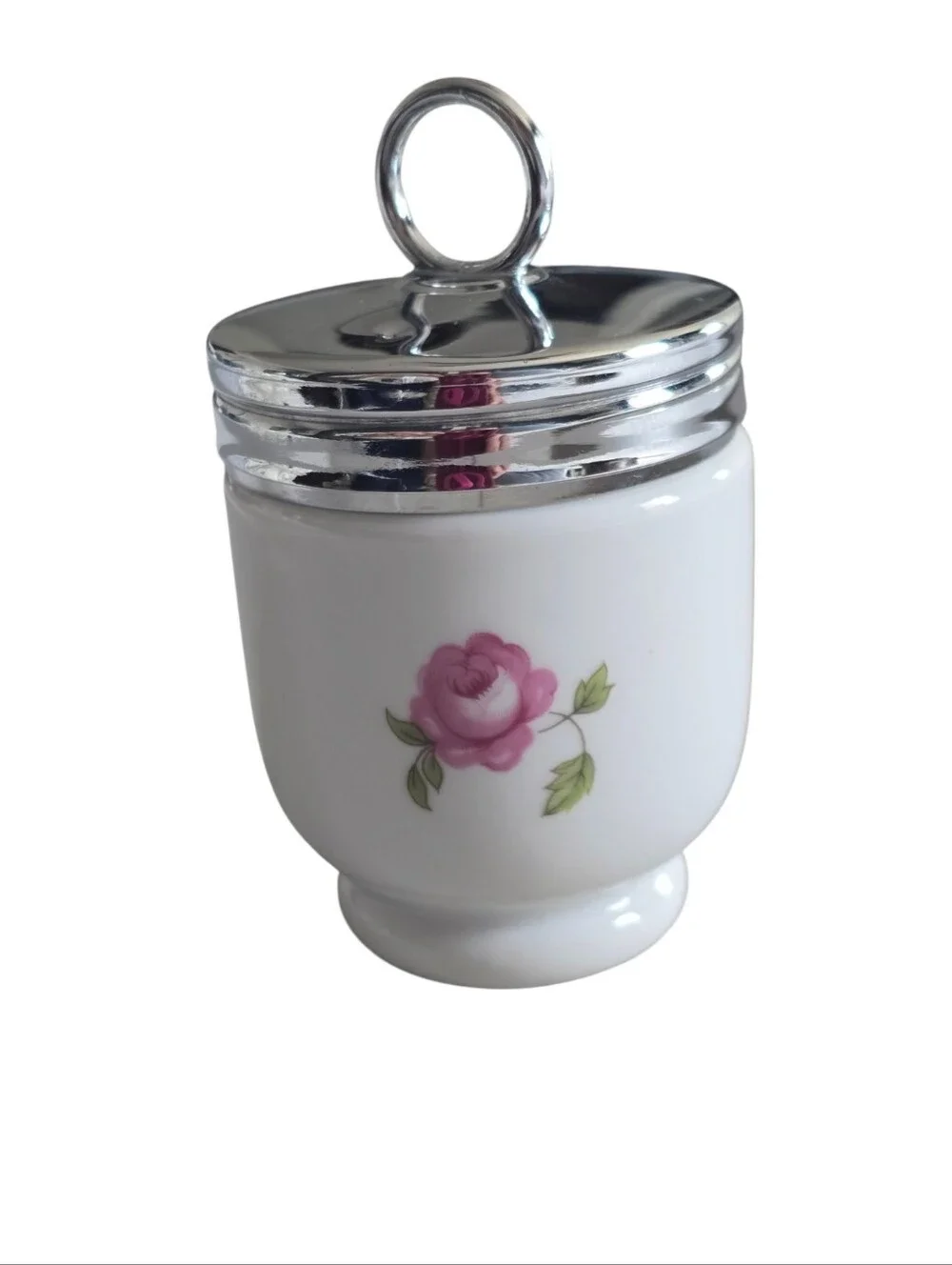 Vintage Royal Worcester England Bournemouth Floral Egg Coddler & Lid 3.5”